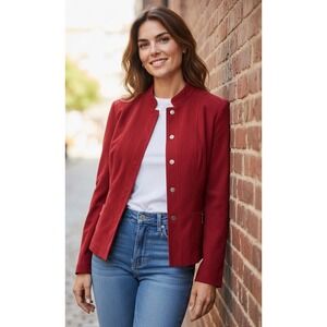 Conrad C Collection Red Faux Suede Button Front Jacket BQ10220MU Womens 14